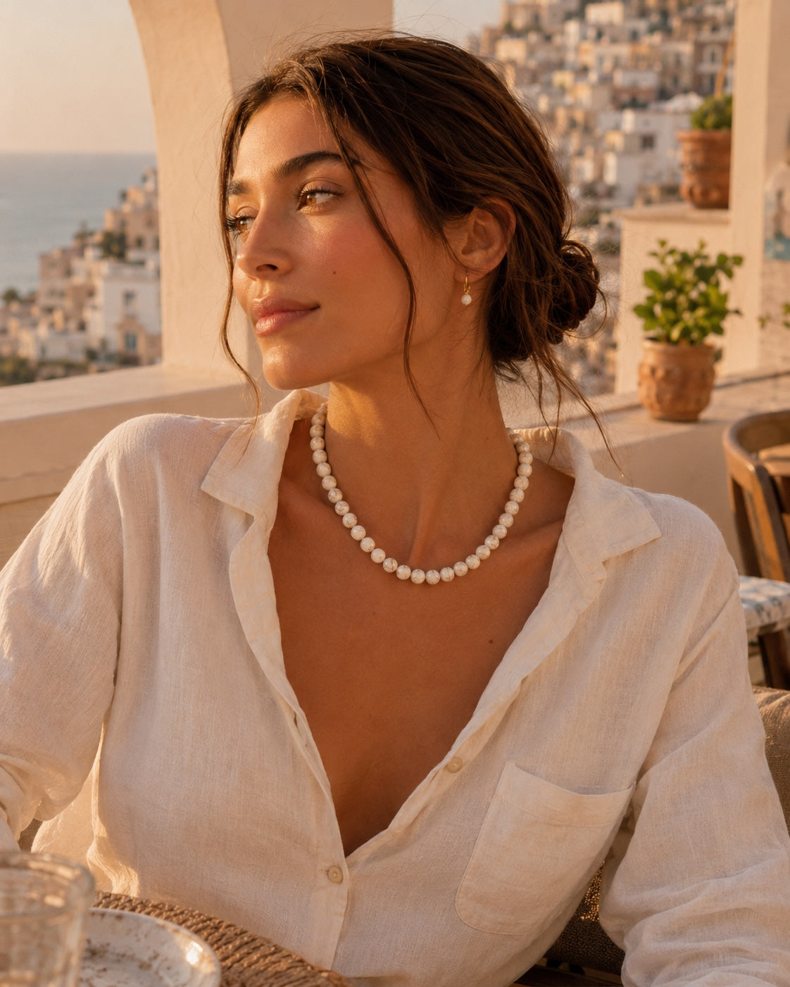 AVORIA colar branco marmoreado look