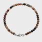 Pulseira masculina ATLAS Locas Biju em pedras naturais facetadas, vista completa com fecho mosquetão prateado, em fundo cinza-claro