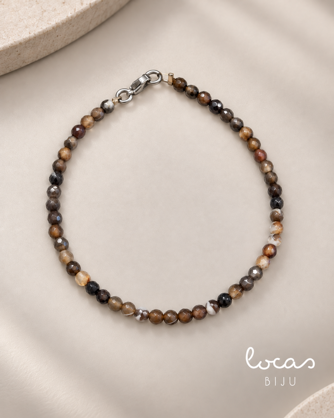 Pulseira masculina ATLAS em pedras naturais, fotografia de produto